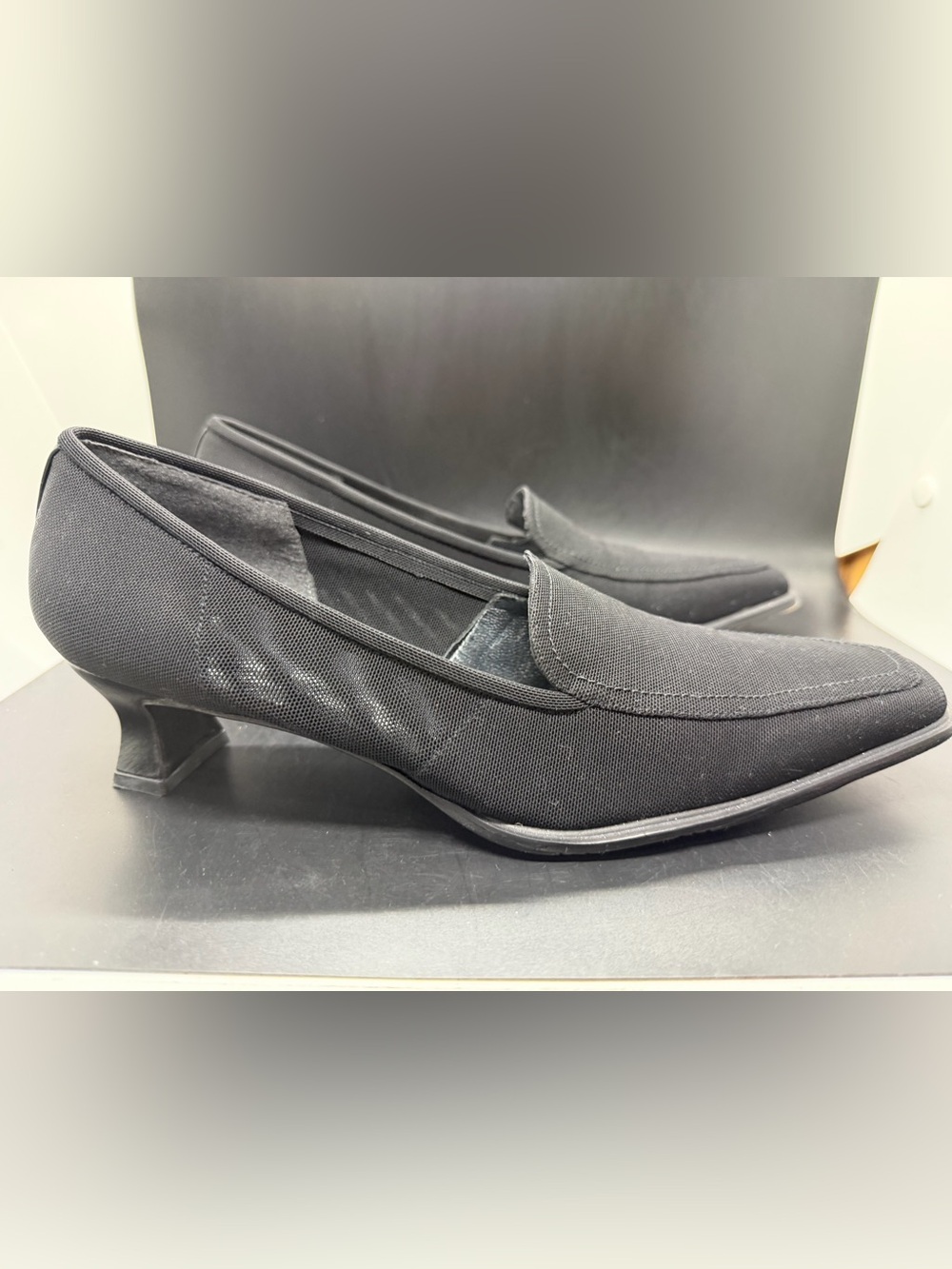 Stuart Weitzman Black Suede Loafers w/ Crystal Fleur-de-Lis Size 7 M